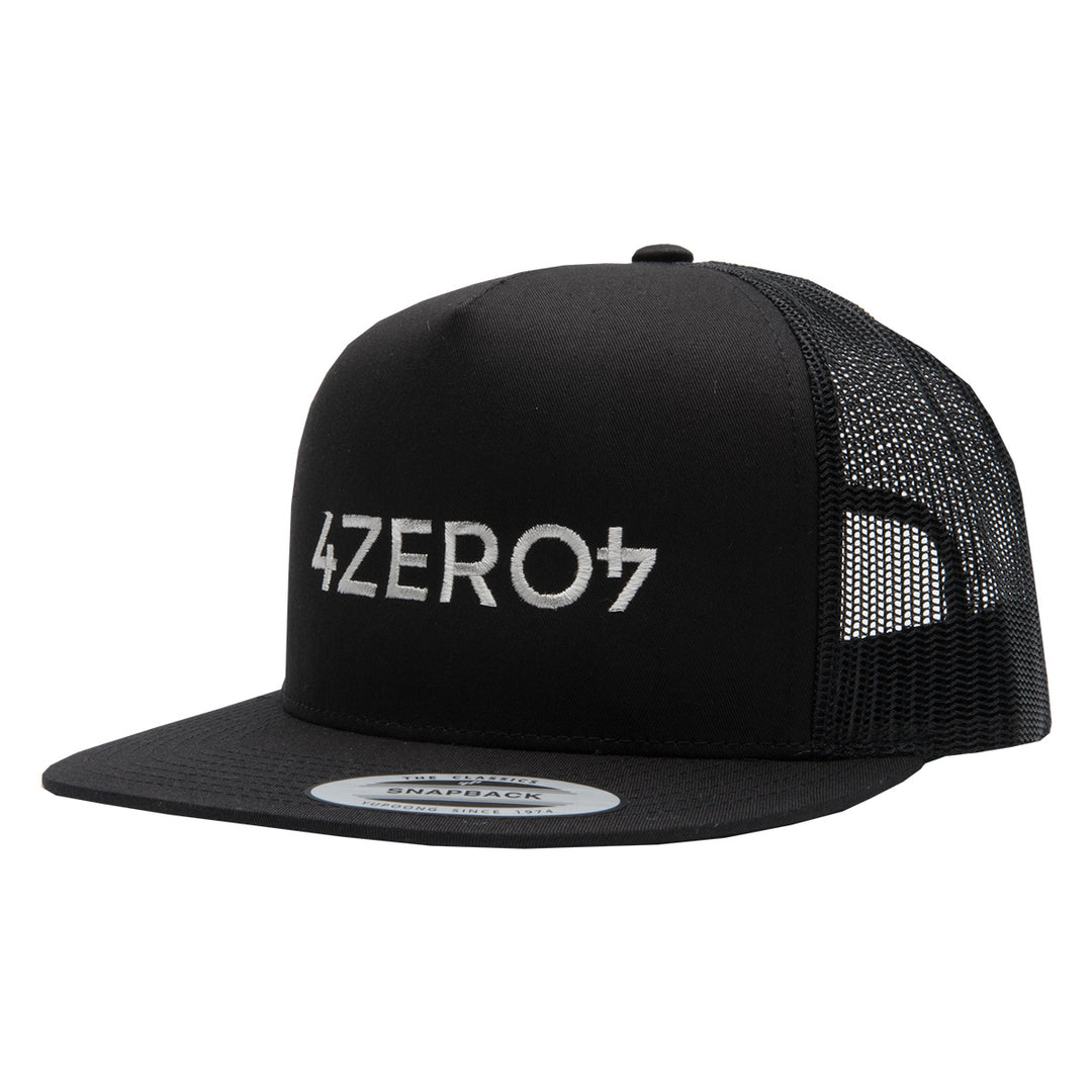 4ZERO4 Embroidered  Black  Trucker Hat